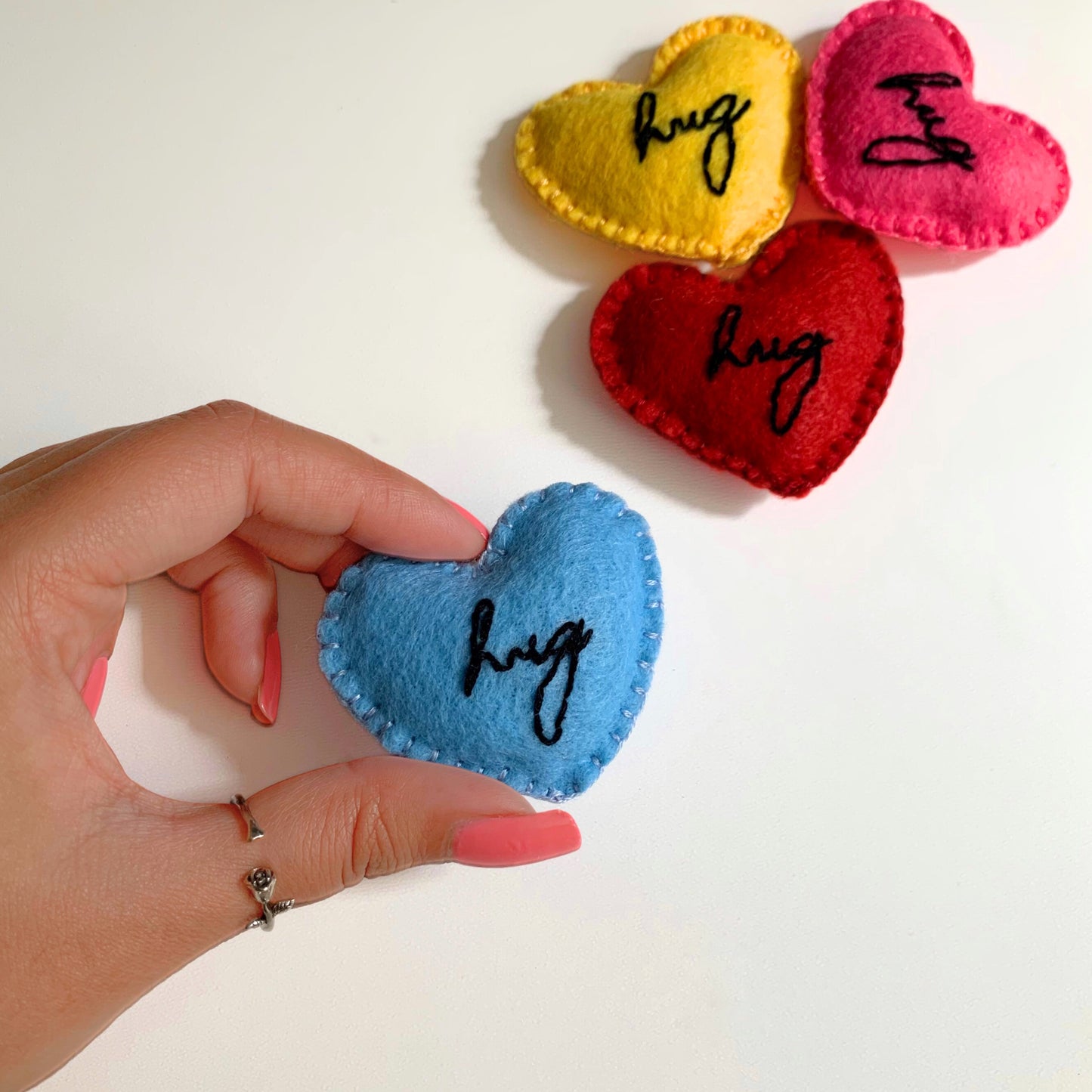 Pocket Heart Hug - Hand Embroidered Comfort Heart for Children and Loved Ones