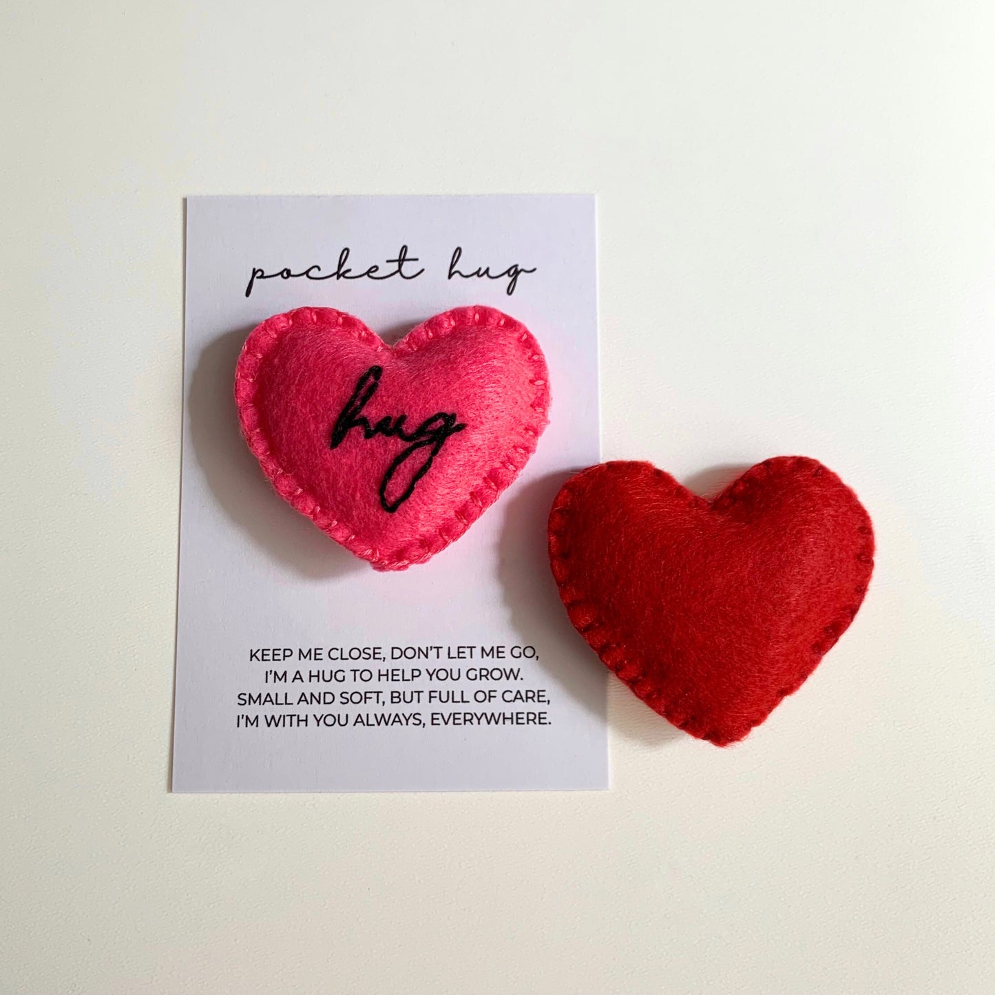 Pocket Hug Heart - Hand Embroidered Comfort Heart for Children and Loved Ones