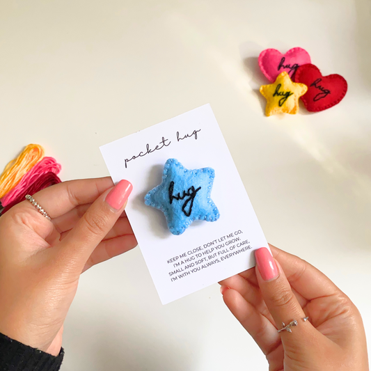 Pocket Hug Star - Hand Embroidered Comfort Star for Children and Loved Ones